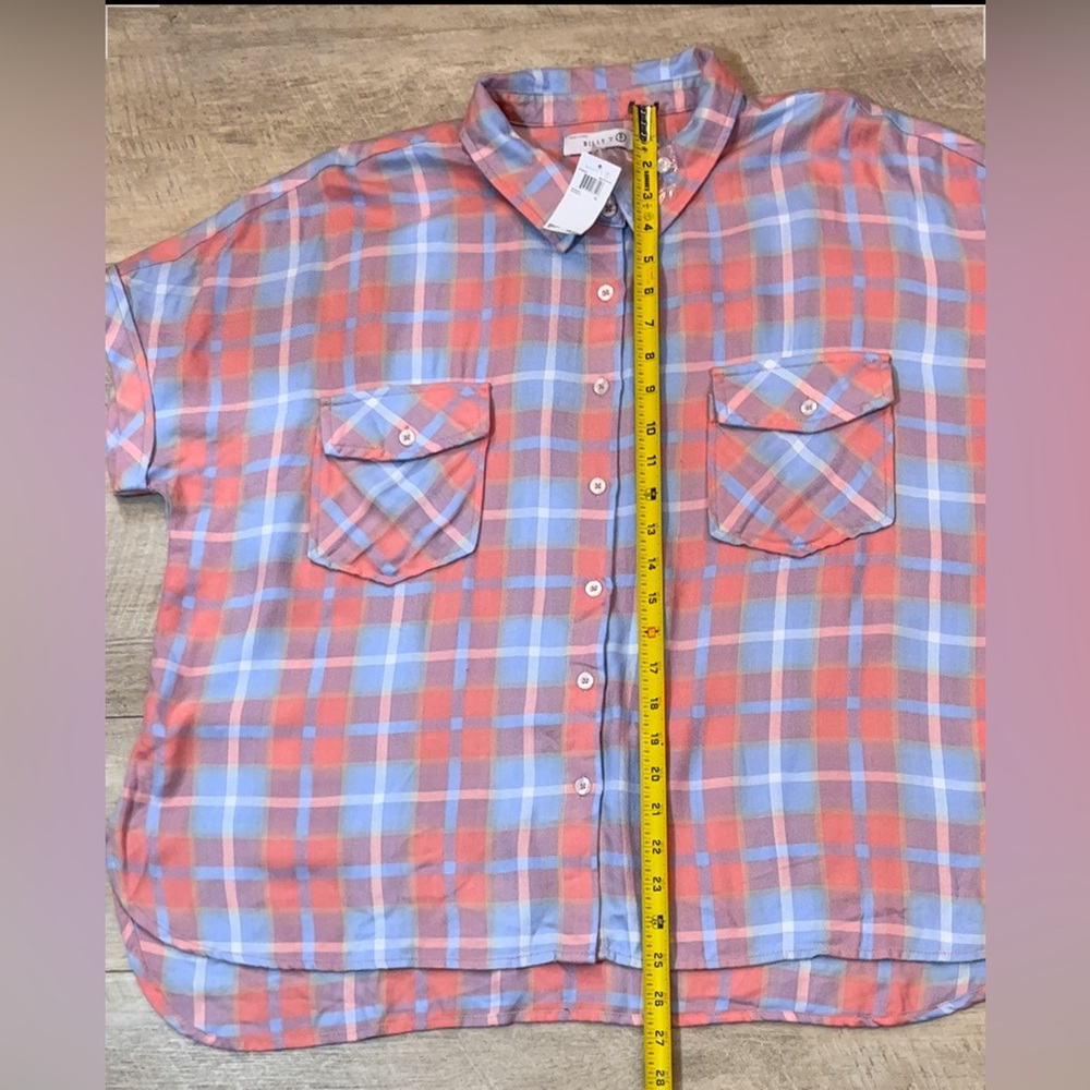 NWT Billy T. Women’s Easy Peasy Plaid Front Button Shirt Size XL - Picture 9 of 10